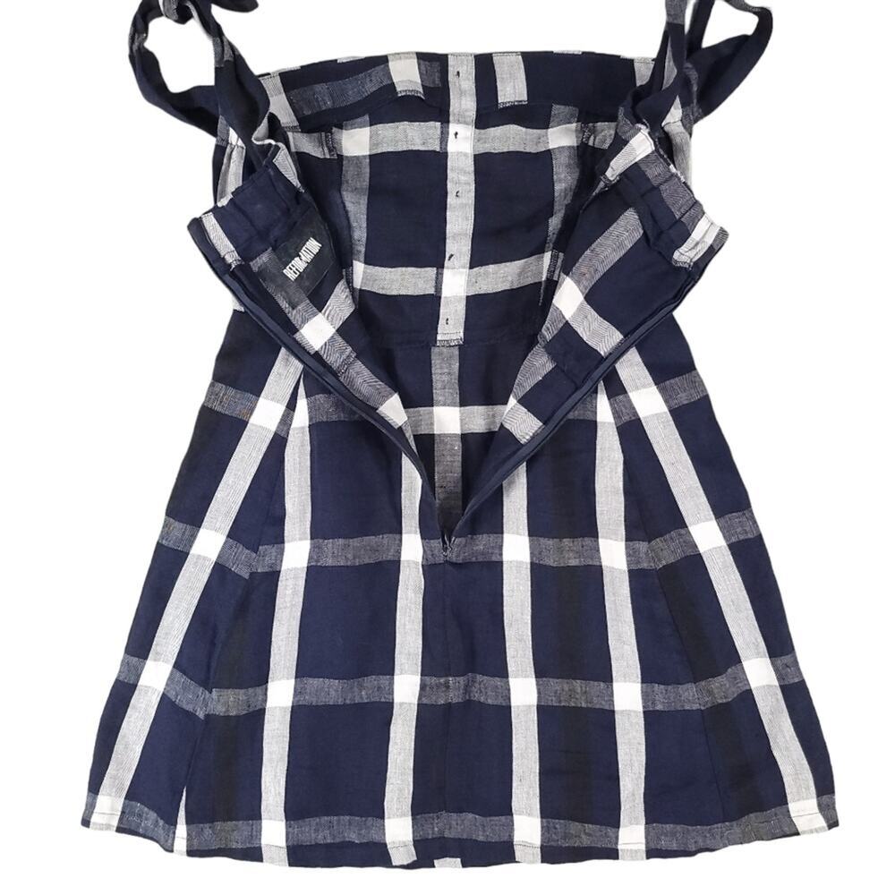 Reformation Linen Mini Dress Plaid Tie Off The Shoulder Arnaut Summer Dress - Picture 12 of 14